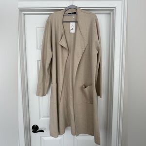 Beige Long Open Cardigan